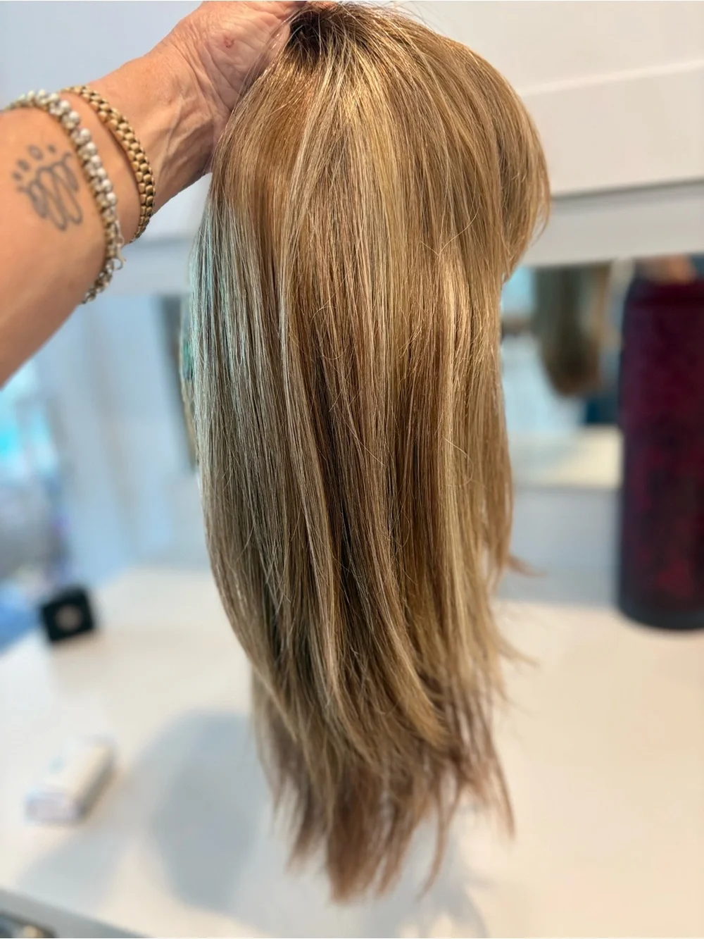 ENVY Madison Long Straight Razored Layers Blonde Brown Synthetic Wig! Champagne